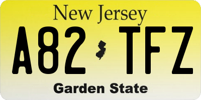 NJ license plate A82TFZ