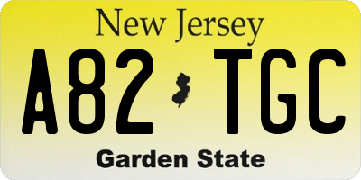 NJ license plate A82TGC