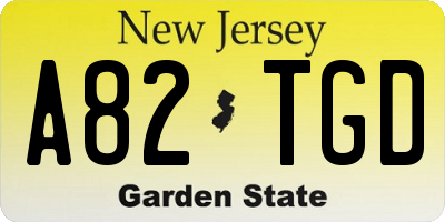 NJ license plate A82TGD