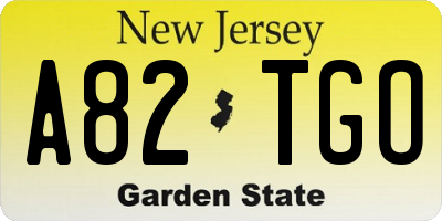 NJ license plate A82TGO
