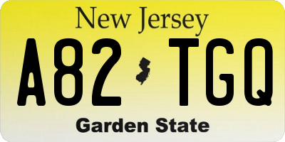 NJ license plate A82TGQ