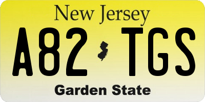 NJ license plate A82TGS