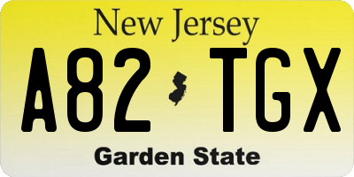 NJ license plate A82TGX