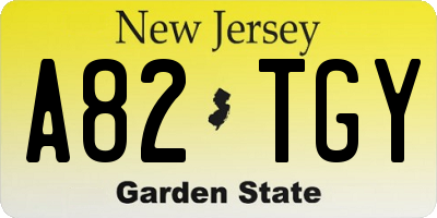 NJ license plate A82TGY