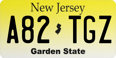 NJ license plate A82TGZ