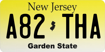 NJ license plate A82THA