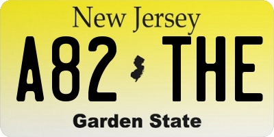 NJ license plate A82THE