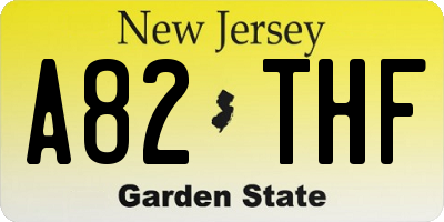 NJ license plate A82THF