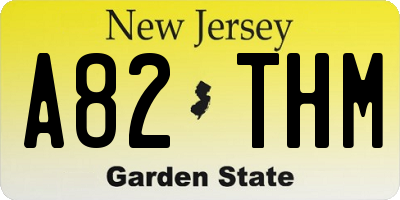 NJ license plate A82THM