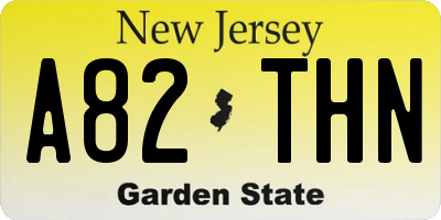NJ license plate A82THN