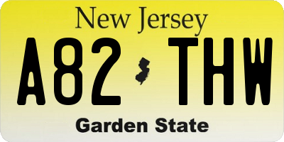 NJ license plate A82THW