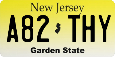 NJ license plate A82THY