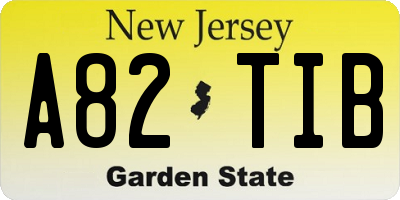 NJ license plate A82TIB