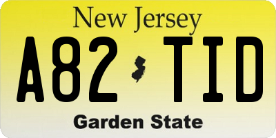 NJ license plate A82TID