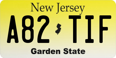 NJ license plate A82TIF