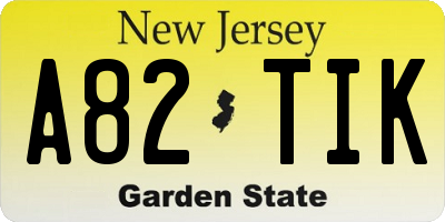 NJ license plate A82TIK