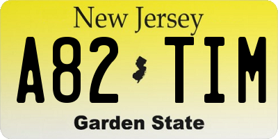 NJ license plate A82TIM