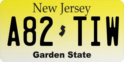 NJ license plate A82TIW