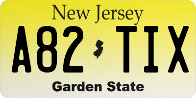 NJ license plate A82TIX