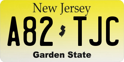 NJ license plate A82TJC