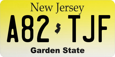 NJ license plate A82TJF