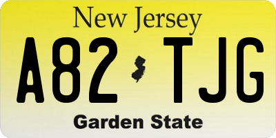 NJ license plate A82TJG