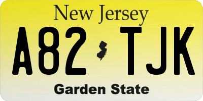 NJ license plate A82TJK