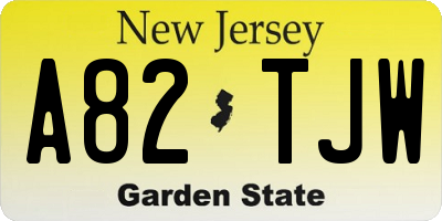 NJ license plate A82TJW