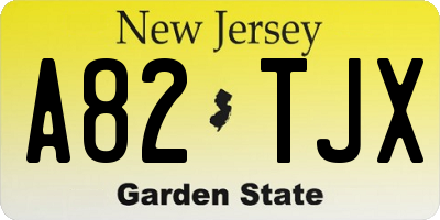 NJ license plate A82TJX