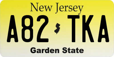 NJ license plate A82TKA
