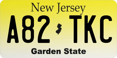 NJ license plate A82TKC