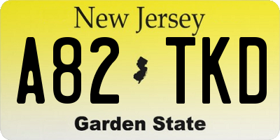 NJ license plate A82TKD