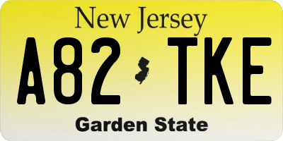NJ license plate A82TKE