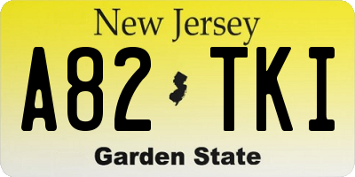 NJ license plate A82TKI