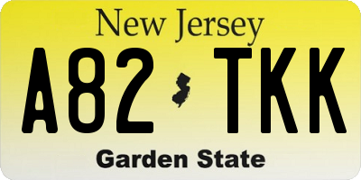 NJ license plate A82TKK