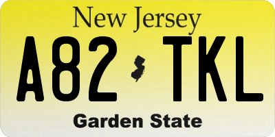 NJ license plate A82TKL