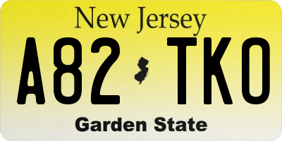 NJ license plate A82TKO