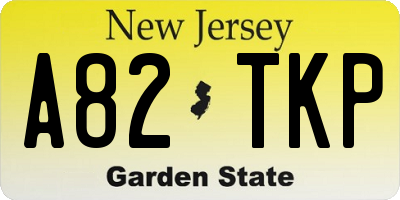 NJ license plate A82TKP