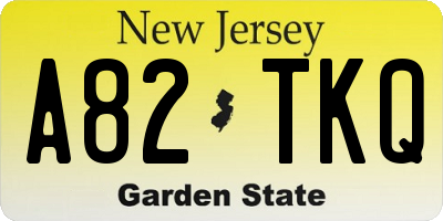 NJ license plate A82TKQ