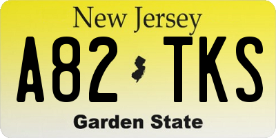 NJ license plate A82TKS