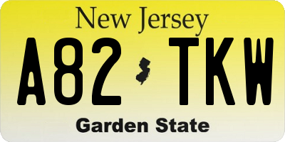 NJ license plate A82TKW