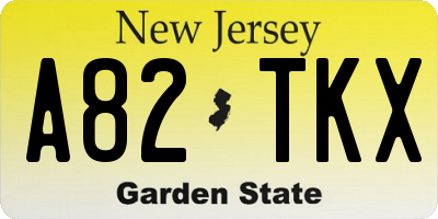 NJ license plate A82TKX