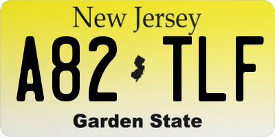 NJ license plate A82TLF