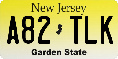 NJ license plate A82TLK