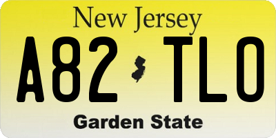 NJ license plate A82TLO