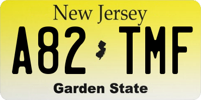 NJ license plate A82TMF