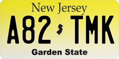 NJ license plate A82TMK