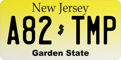 NJ license plate A82TMP