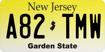 NJ license plate A82TMW