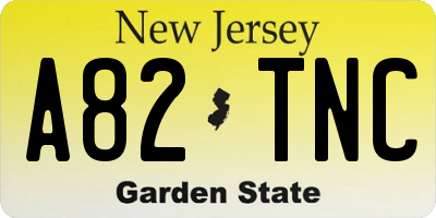 NJ license plate A82TNC